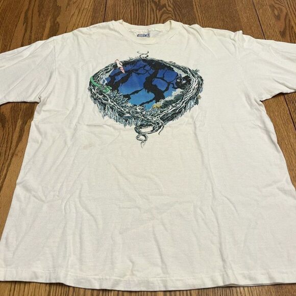 1989 Single Stitch Grateful Dead Rainforest White Vintage tee hanes tag Large